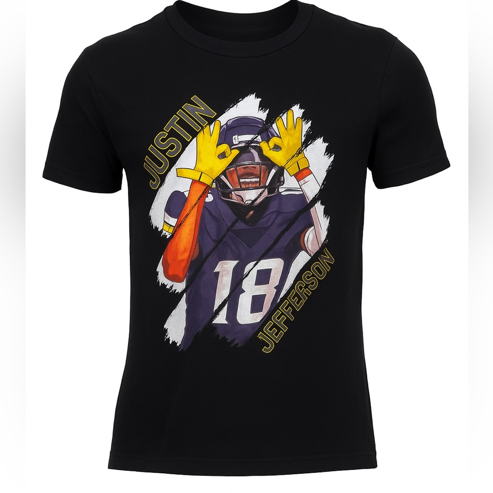 NFL JUSTIN JEFFERSON MINNESOTA VIKINGS WR Black t shirt